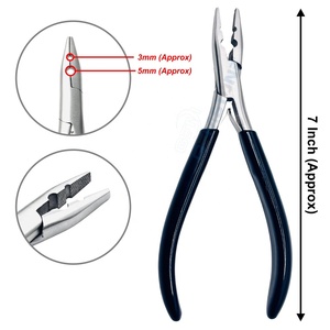 Pince professionnelle en acier inoxydable à 2 trous pour extensions de cheveux, outil à bec plat de 7 pouces pour micro-anneaux et nano-perles - Product Image 1
