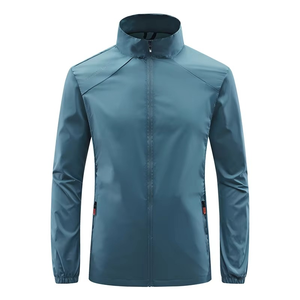 100% veste de pêche en nylon respirante avec col montant fermeture à glissière mince avant élégant haute rue glace soie - Product Image 2