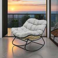 Fauteuil à bascule en rotin moderne Bioly Relax avec coussin confortable pour la maison et le balcon, idéal pour les hôtels