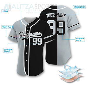Camisetas de béisbol y sóftbol personalizadas para hombre, ropa deportiva transpirable, parches bordados, camisetas deportivas sublimadas, uniformes - Product Image 6