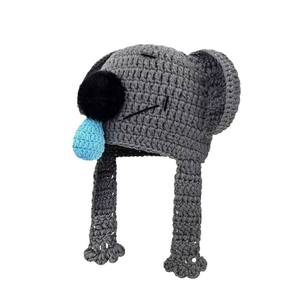 Bonnet tricoté jacquard 100 % coton pour femme, style parent-enfant, motif koala mignon endormi, chaud et protecteur pour les oreilles, automne-hiver - Product Image 5