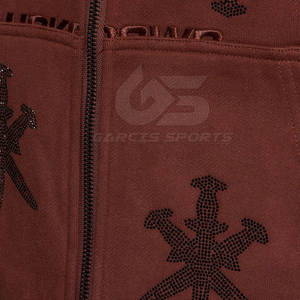 Sudadera con capucha elegante con diamantes de imitación para hombre, tela mezclada de algodón con diseño de logotipo brillante, perfecta para ropa de calle - Product Image 6