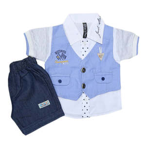 ชุดสูทเด็กแรกเกิด 2 ชิ้น 42007 - สีฟ้า - Product Image 4