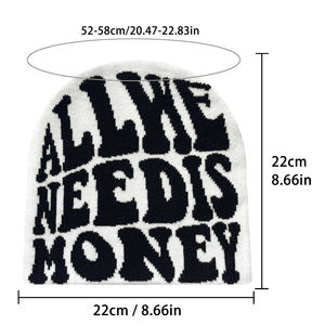 Sombrero de punto para hombre y mujer, sombrero de punto Jacquard a la moda, letra gráfica, alfabeto, calle, playa, invierno, calidez, sombrero de punto informal - Product Image 5