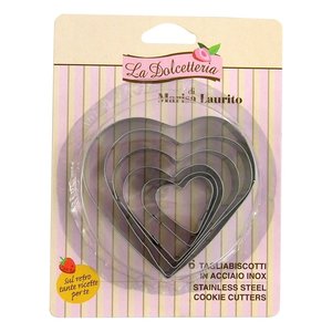Lot de 6 emporte-pièces en forme de cœur LA DOLCETTERIA Cromato 5036, tailles assorties, pour utilisateurs GP et ME - Product Image 1