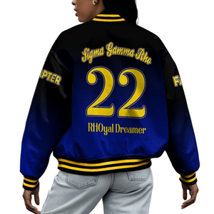 Sigma Gamma Rho 1922 Inspirado Royal Blue Varsity Letterman Jacket Premium SGRho Greek Poodle Pride Coat - Product Image 2