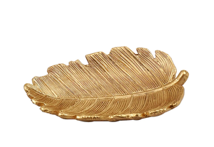 Artisanat luxe feuille plateau fruits secs Fruits collations plateau de service décoratif plateau en laiton Sculpture en or pour la décoration de mariage - Product Image 6
