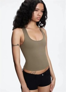 Top de verano de aire con color sólido, polvo blanco y negro, Correa ancha para el hombro, en forma de camiseta sin mangas I, deportes de mujer, uso diario - Product Image 2