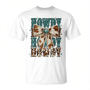 T-shirt promozionale Western Coquette in pelle di vacchetta turchese Howdy Western Mama - Product Image 2