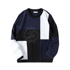 Haute qualité surdimensionné 100% coton manches longues coton hommes sweat pull personnalisé blanc col rond sweat pour hommes - Product Image 1