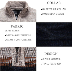 Suéter de punto para hombre, estilo casual, cuello simulado, transpirable, antipilling, de secado rápido, con media cremallera, color liso, nuevo estilo, para invierno - Product Image 4