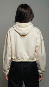 Sudadera con capucha corta de alta calidad y a la moda para mujer, ropa informal de calle, sudadera con capucha de manga larga, cómoda y holgada. - Product Image 2