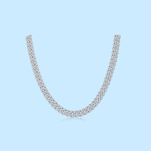 Collar de cadena cubana delgada de moissanita estilo hip hop, con apariencia de oro blanco, minimalista, para hombre, de lujo, para uso diario, con brillo. - Product Image 2