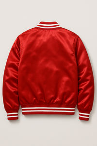 Chaqueta universitaria de satén Chaquetas universitarias con logotipo personalizado para hombre Chaqueta de béisbol informal de manga larga a la moda con revestimiento bordado - Product Image 2