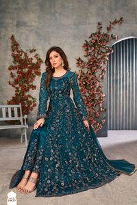 ชุด Net Anarkali Salwar Kameez,ชุดสูท/ชุดปากีสถานออกแบบ Salwar Kameez/ชุดสูทปาร์ตี้งานปักเย็บหนัก - Product Image 4