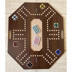 Jeu de société pliant en bois de qualité supérieure avec trous de cheville Plateau de jeu portable durable à deux demi avec poignées Jeu de Jackaroo en bois - Product Image 6
