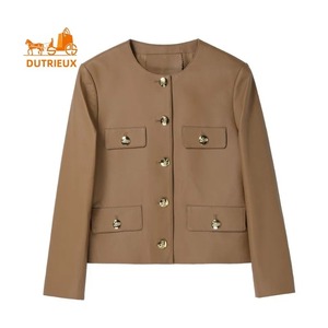 แจ็กเก็ตหนังสำหรับผู้หญิง, แจ็กเก็ตหนัง2025ธรรมดาแจ็กเก็ตขี่มอเตอร์ไซค์ฤดูหนาวมีซิป - Product Image 3