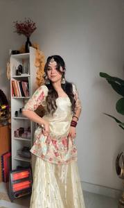 Conjunto de Gharara y Dupatta con Bordado Intenso para Mujer, Completamente Cosido, Listo para Usar, Ideal para Fiestas, Sin Arrugas, de Secado Rápido - Product Image 3