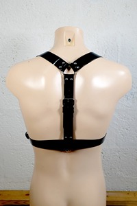 Arnés de pecho negro Pvc pequeño Y espalda cuerpo accesorios padrinos de boda regalos hechos a mano cuero genuino hombres 2017 - Product Image 5