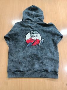 Sweat à capuche zippé pour homme en molleton de coton délavé à l'acide, brodé, 550 grammes, coupe classique, style vintage, hiver - Product Image 2