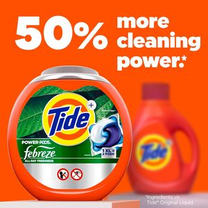 Cápsulas de Detergente para Ropa Tide Power Pods con Febreze, Aroma Botanical Rain, Frescura Durante Todo el Día, 45 Unidades (Paquete de 2) - Product Image 4