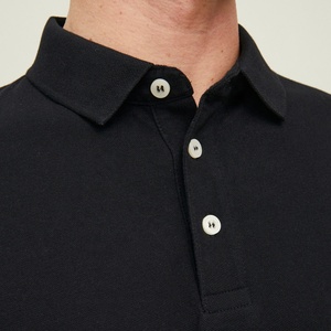 Polo de golf à manches longues décontracté pour homme 100% coton avec motif solide avec logo personnalisé - Product Image 5