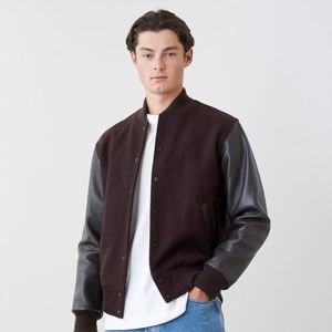 Chaqueta universitaria clásica para hombre: diseño tradicional de lana y cuero, perfecta para ropa informal con estilo - Product Image 2