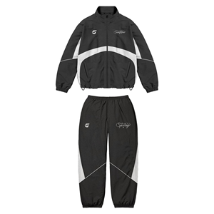 Chaqueta Deportiva Casual con Capucha para Hombre, Diseño Personalizado, Paneles en Contraste Blanco y Negro, Cortavientos, Marca Privada OEM Trackstar - Product Image 2