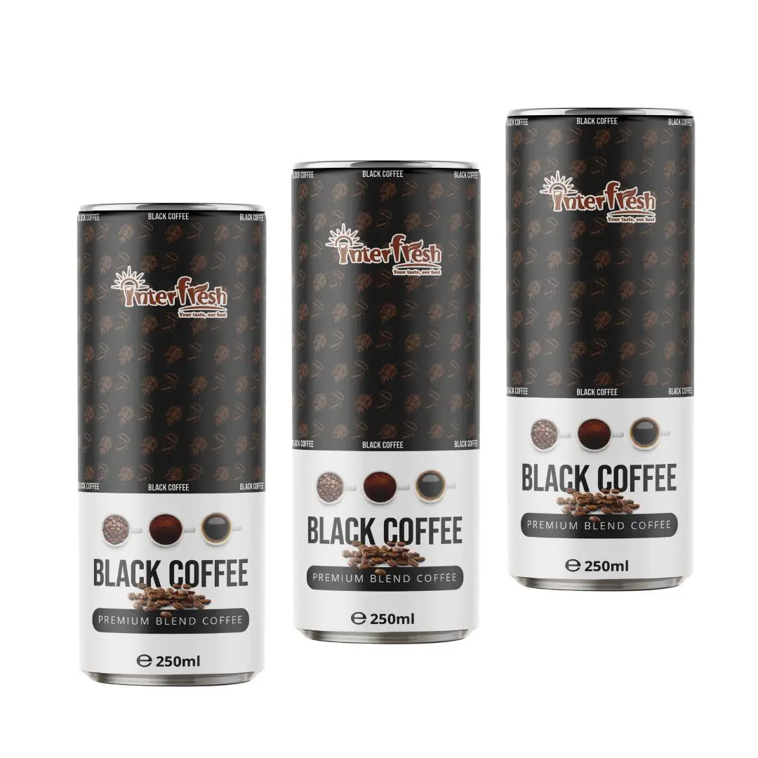 INTERFRESH Canned Coffee Drink Instant Black Coffee Milk Coffee Drink Can 250ml OEM Private Label Ready To Ship Low MOQ Robusta