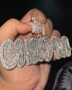 925 plata esterlina VVS GRA certificado Moissanite dos tonos moda hombres Hip Hop carta colgante dólar bolsa chapada en oro - Product Image 1