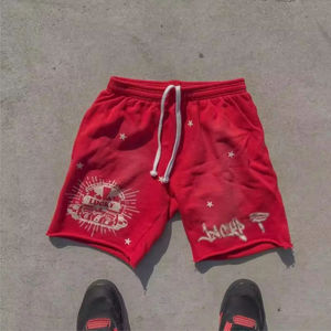 Pantalones Cortos Personalizados de Algodón con Estampado Serigrafiado, Estilo Desteñido por el Sol, Cintura con Cordón Ajustable, Unisex, OEM 2025 - Product Image 1