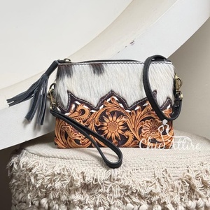 Bolso de mano de cuero de vaca genuino directo de fábrica al por mayor bolso de mano de cuero y bolso cruzado de mujer bolso con borlas - Product Image 1