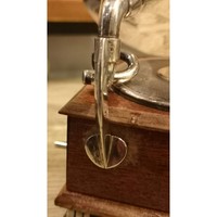 Increíble Gramófono de Plata de Ley en Miniatura, Caja de Sonido con Disco de Vinilo, Fonógrafo Multifuncional Retro Antiguo con Trompeta Plateada