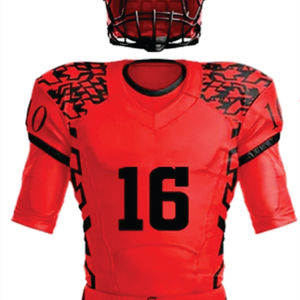 Personnalisé 100% Polyester Rouge Sublimé Uniforme De Football Américain pour Hommes Respirant Noir Tackle Twill Team Gear Maillot Court - Product Image 2