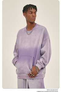 Haute qualité poids lourd 360gsm Boxy sweat en détresse blanc Vintage lavage à l'acide surdimensionné col rond hommes sweats à capuche et survêtements - Product Image 4