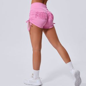 2025 pantalones cortos de Yoga y Fitness de cintura alta para mujer, pantalones deportivos transpirables elásticos para correr con bolsillo con cordón para levantamiento de cadera - Product Image 3