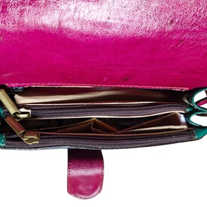 Sac à bandoulière en similicuir vert pour femme avec fermeture à bouton bicolore, sac bandoulière tendance fait main pour usage quotidien toutes saisons - Product Image 5
