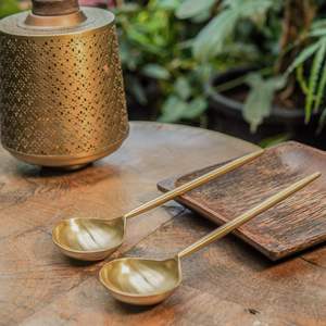 Juego de 2 piezas de latón dorado de alta calidad y de primera calidad | Juego de servicio de latón multiusos para Cocina | Juego para servir comida - Product Image 3