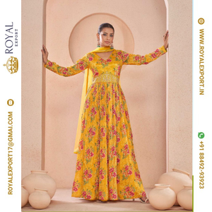Lancement de Blissful Floral Print Work Anarkali Suit Heavy Party Wear Collections Wholesaler Par Royal Export In Surat Gujarat - Product Image 3
