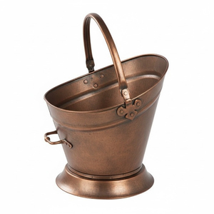 Seau à charbon en fer métallique finition blanc, ensemble de cheminée artisanal de haute qualité et accessoires, seau à charbon avec poignée - Product Image 3