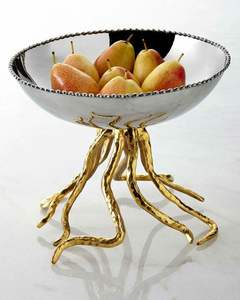 Bol décoratif en métal fabriqué à la main avec support conçu pour la décoration de la maison et les accents intérieurs contemporains - Product Image 3