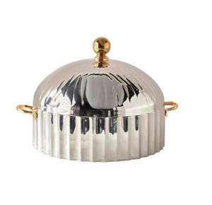 Cazuelas aisladas de doble pared de diseño de lujo de alta calidad con tapa de latón Calentador de alimentos de metal que sirve nueva olla caliente precio al por mayor - Product Image 1