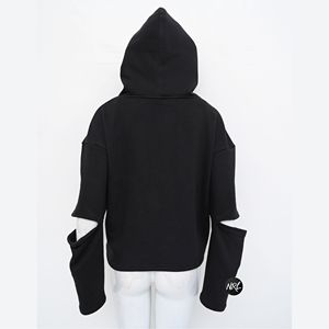 High Street Durable 100% Coton Crop Hoodie DST Coupe Manches Chenille Broderie Unique Personnalisé Respirant Hiver À Capuche - Product Image 5