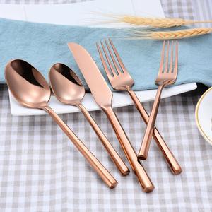 Juego de cucharas modernas de acero inoxidable para Catering, juego de cubiertos dorados y plateados de oro rosa brillante para boda - Product Image 2