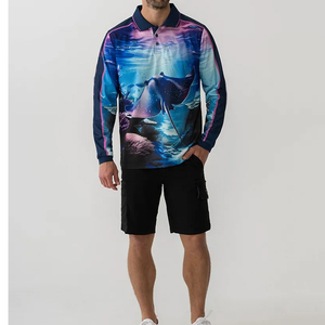 Polo de pesca de manga larga Unisex de secado rápido impermeable con protección solar UPF50 de calidad superior personalizada - Product Image 2