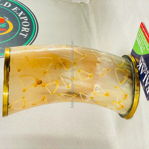 Fait à la main en corne de buffle polie et en verre viking chope de bière blanche et chamois avec dessus en corne polie par Falak World Export - Product Image 4
