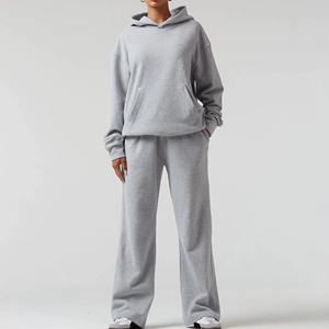 Ensemble sweat à capuche et pantalon de jogging oversize pour femme, 100 % coton biologique, écologique, coupe ample, ensemble 2 pièces pour l'hiver 2026 - Product Image 1