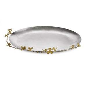 Bandeja de Servicio Metálica Creativa, Elegante y Duradera, con Diseño de Frutas, Bañada en Níquel, Multifuncional, para Servir Bebidas, Aperitivos y Decoración - Product Image 1