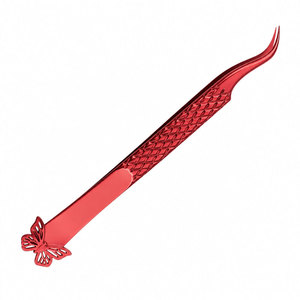 SHEARS BEAUTY แหนบดึงขนตาสแตนเลสสีแดง ดีไซน์รูปผีเสื้อ ทนทาน ป้องกันไฟฟ้าสถิต ปลายเรียบ/หยัก/ฟันเลื่อย ความยาว 10 มม. - Product Image 3