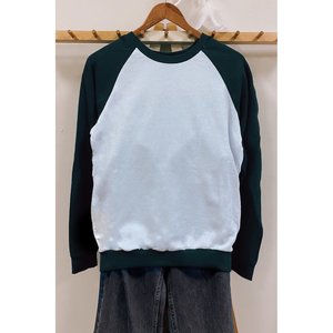 Felpa Unisex verde smeraldo a maniche bianche basiche